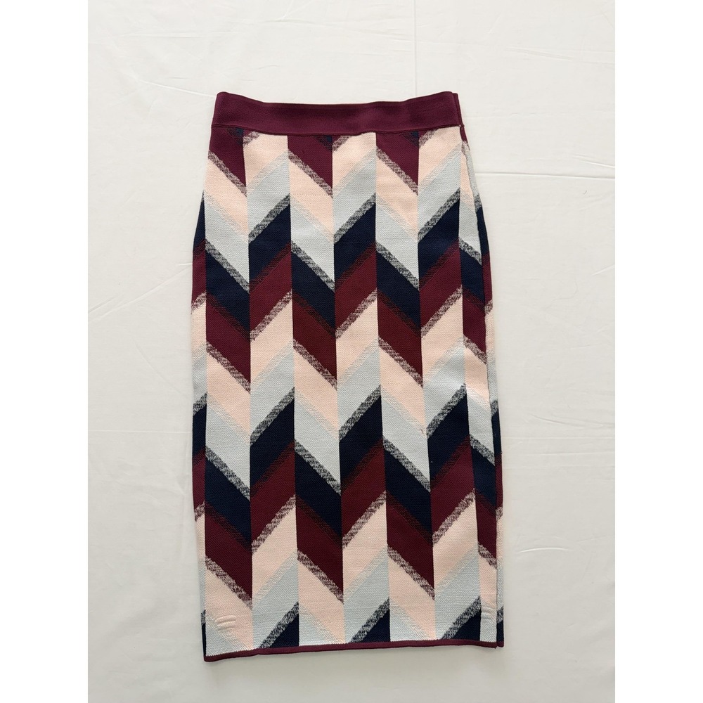 BCBGMAXAZRIA Skirt Womens XS Multicolor‎ Geometric Knit Pencil Knee Stretch
